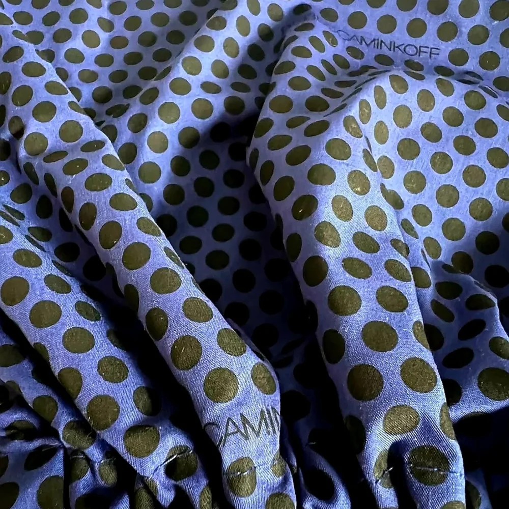 Blue and Black Polka Dot Drawstring Bag